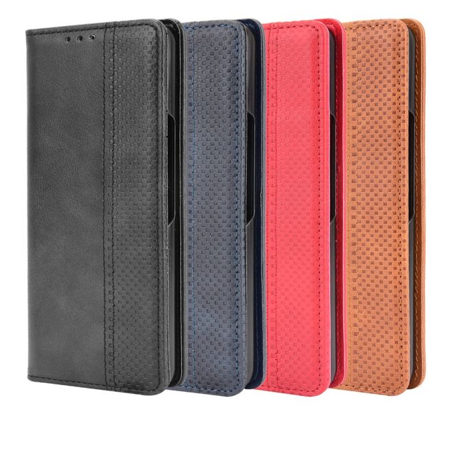 Samsung Galaxy Z Fold3 Hülle - Retro Leder Bookcover - schwarz