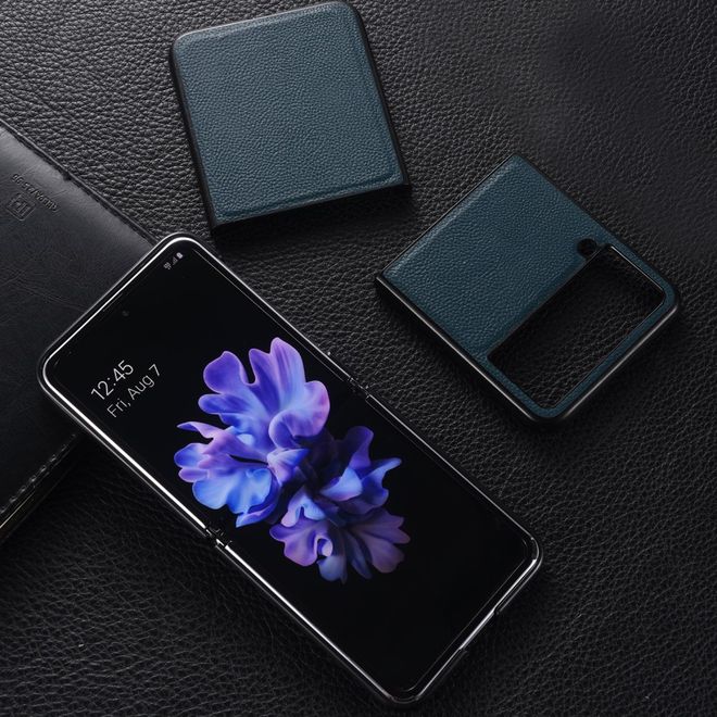 Samsung Galaxy Z Flip3 5G Hülle - Echtleder Hardcase - schwarz
