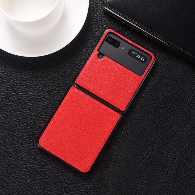 Samsung Galaxy Z Flip3 5G Hülle - Echtleder Hardcase - rot