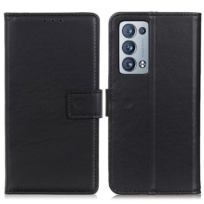 Oppo Reno6 Pro+ Handy Hülle - Classic II Leder Bookcover Series - schwarz