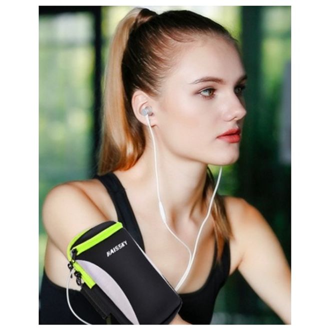 Universal Fitness Tasche - Sport Armband - für Smartphones + 1 Extrafach - schwarz