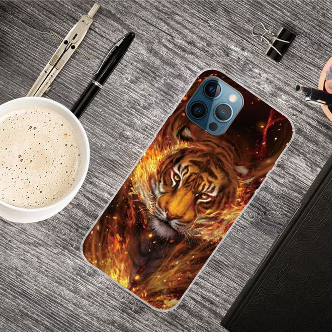 iPhone 13 Pro Max Handyhülle - Softcase Image Plastik Series - Tiger und Feuer