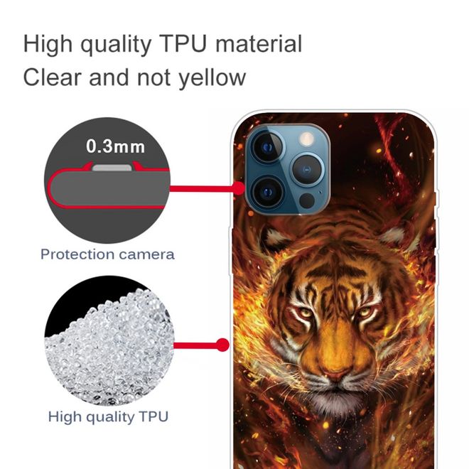 iPhone 13 Pro Max Handyhülle - Softcase Image Plastik Series - Tiger und Feuer