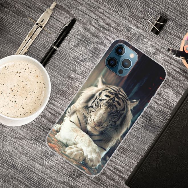 iPhone 13 Pro Max Handyhülle - Softcase Image Plastik Series - weisser Tiger