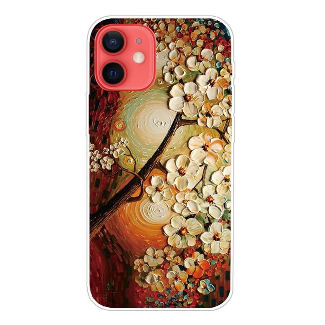 iPhone 13 mini Handyhülle - Softcase Image Plastik Series - weisse Blumen