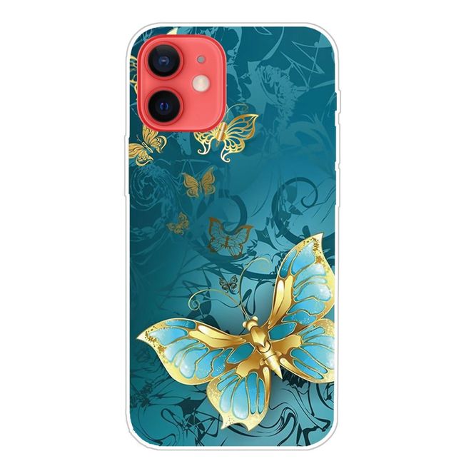 Coque pour iPhone 13 mini - Série Softcase Image Plastic - Papillon bleu clair