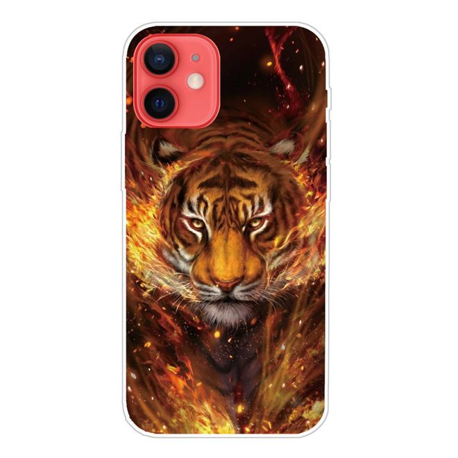 iPhone 13 Handyhülle - Softcase Image Plastik Series - Tiger und Feuer