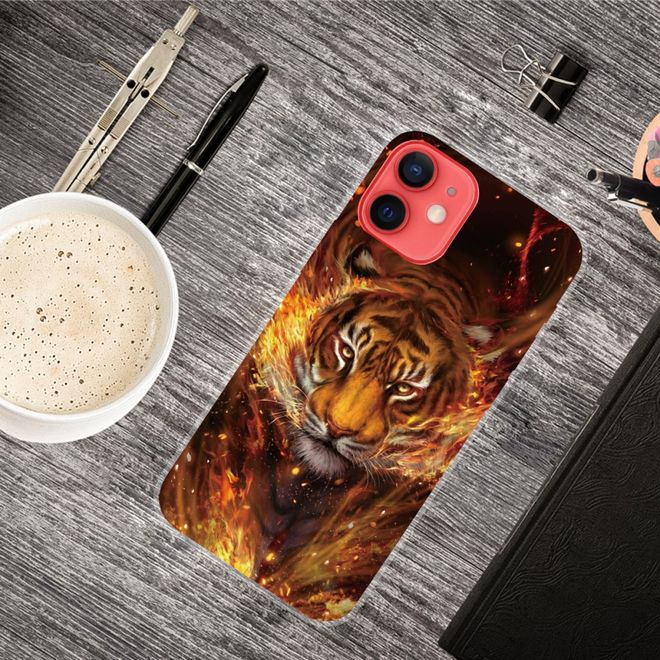 iPhone 13 Handyhülle - Softcase Image Plastik Series - Tiger und Feuer
