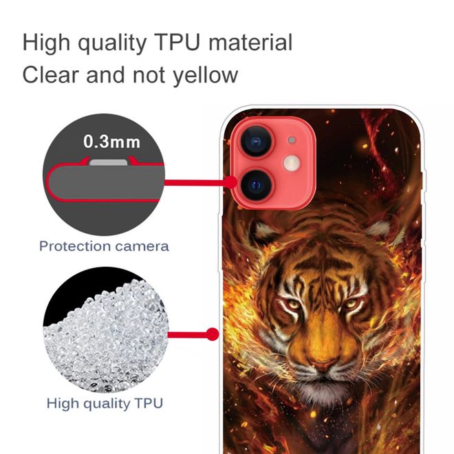 iPhone 13 Handyhülle - Softcase Image Plastik Series - Tiger und Feuer