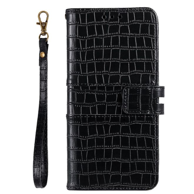 Étui pour iPhone 13 Pro - Étui en cuir - Motif crocodile - Noir