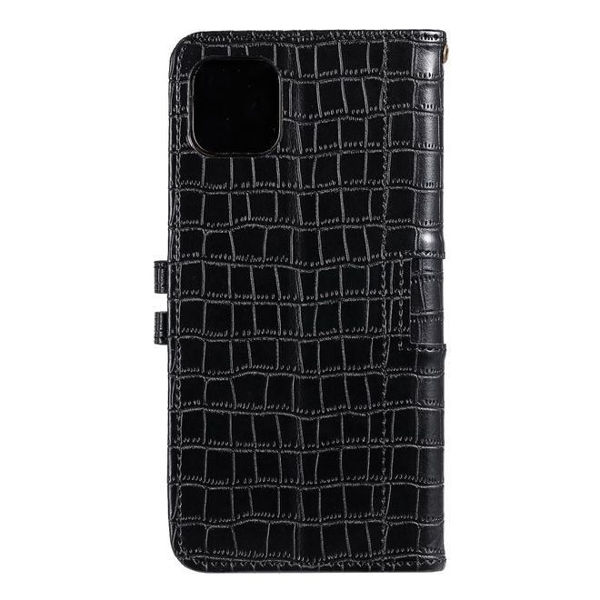 Étui pour iPhone 13 Pro - Étui en cuir - Motif crocodile - Noir