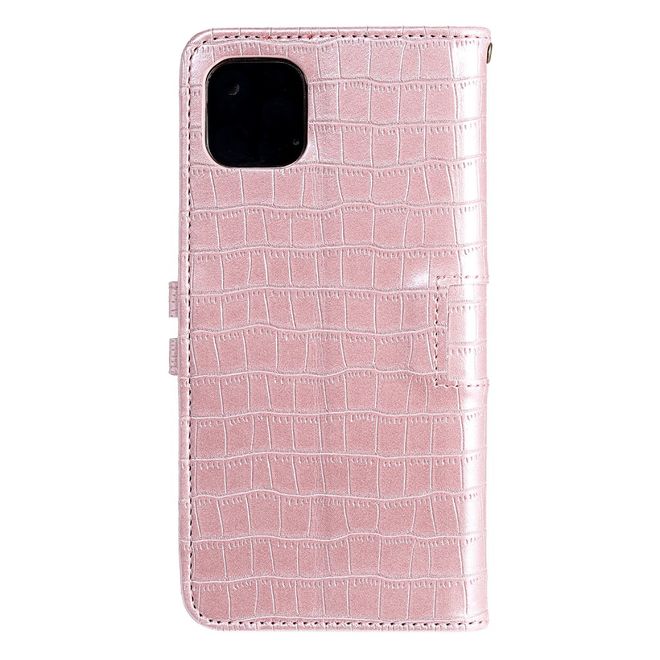 Étui pour iPhone 13 Pro - Étui en cuir - Motif crocodile - Or rose