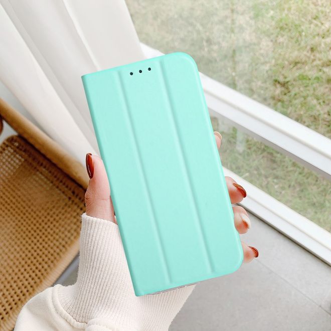iPhone 13 Pro Case - Tri-fold Leather Book Cover - Light Green