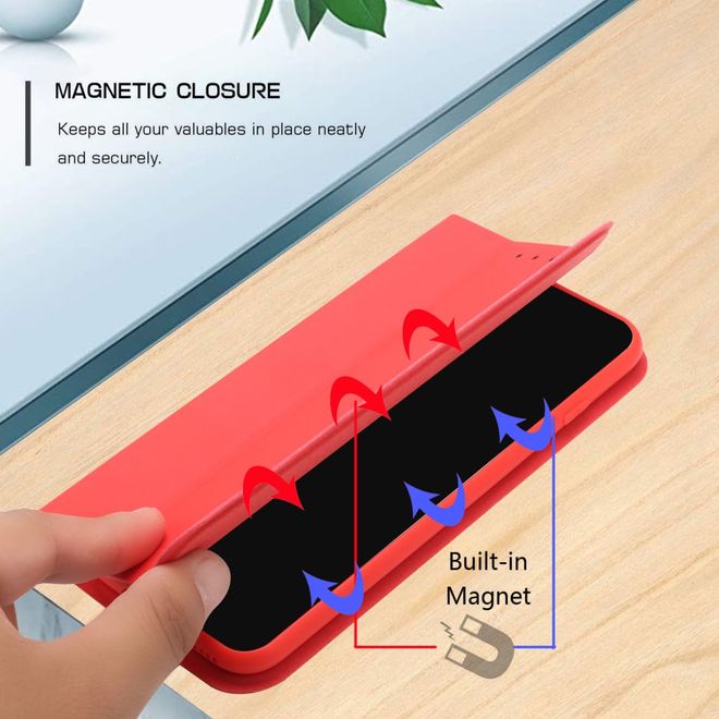 iPhone 13 Pro Hülle - dreifach faltbares Leder Bookcover - rot