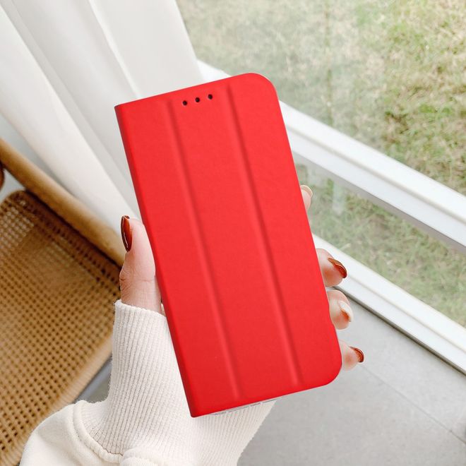 iPhone 13 Pro Hülle - dreifach faltbares Leder Bookcover - rot