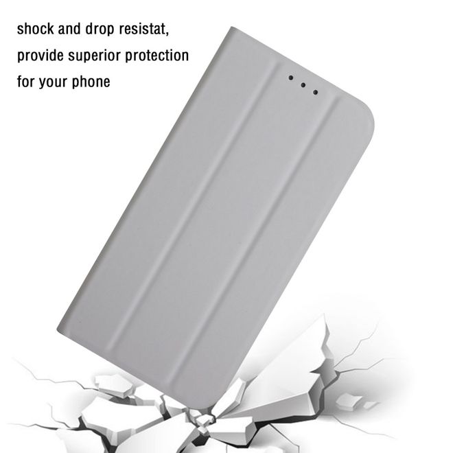 iPhone 13 Pro Case - Tri-fold Leather Book Cover - Grey