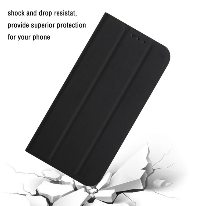 iPhone 13 Pro Max Hülle - dreifach faltbares Leder Bookcover - schwarz