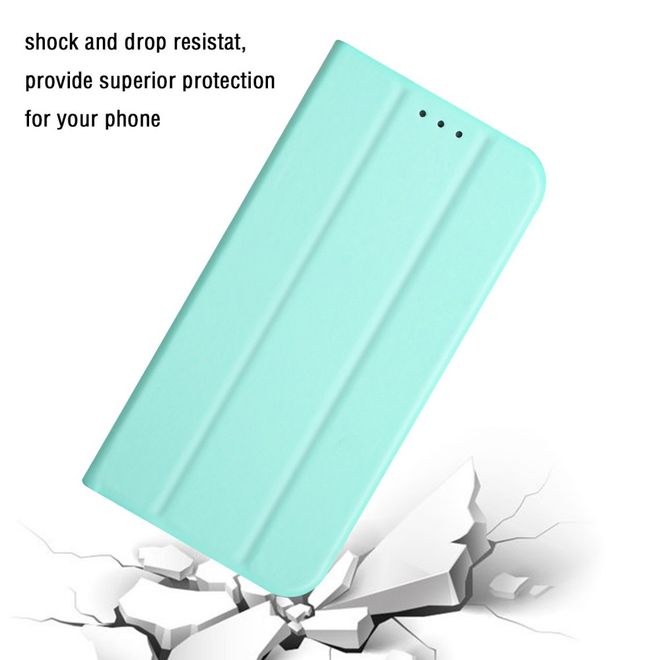 iPhone 13 Pro Max Case - Tri-fold Leather Book Cover - Light Green