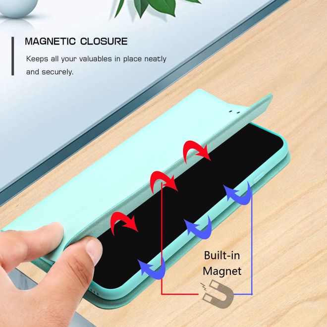 iPhone 13 Pro Max Case - Tri-fold Leather Book Cover - Light Green