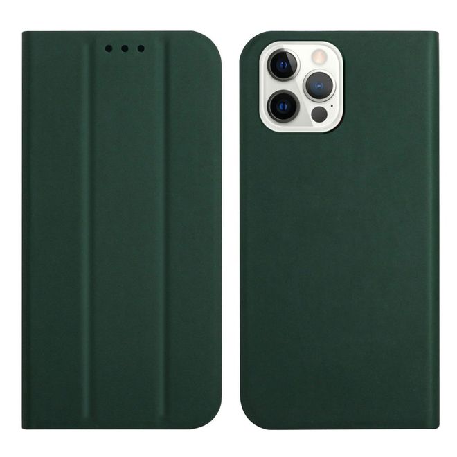 iPhone 13 Pro Max Case - Tri-fold Leather Book Cover - Dark Green