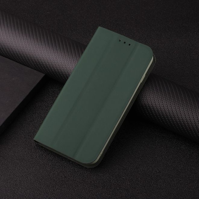 iPhone 13 Pro Max Case - Tri-fold Leather Book Cover - Dark Green