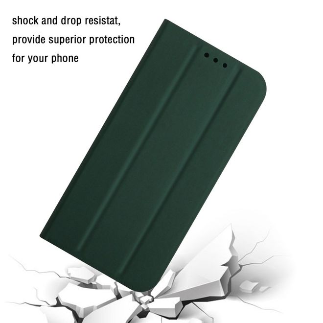 iPhone 13 Pro Max Case - Tri-fold Leather Book Cover - Dark Green