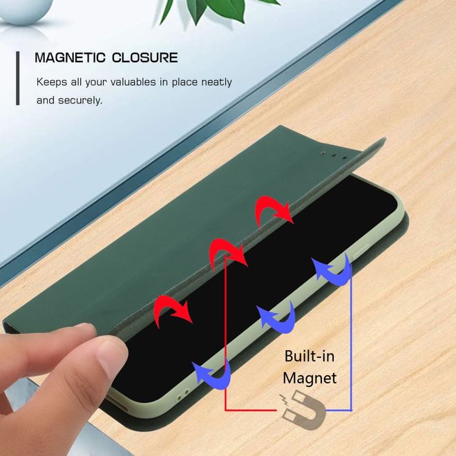 iPhone 13 Pro Max Case - Tri-fold Leather Book Cover - Dark Green