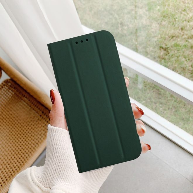iPhone 13 Pro Max Case - Tri-fold Leather Book Cover - Dark Green