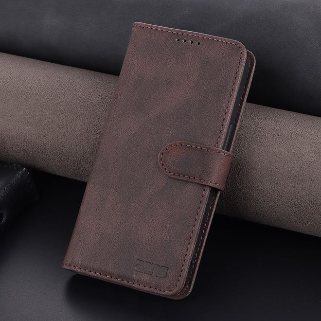 AZNS - iPhone 13 Pro Max Hülle - Retro Leder Bookcover - braun