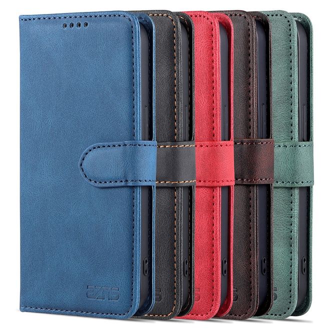 AZNS - iPhone 13 Pro Max Hülle - Retro Leder Bookcover - braun