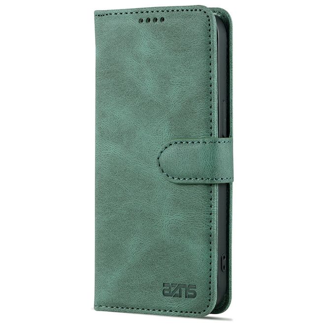 AZNS - iPhone 13 Pro Max Hülle - Retro Leder Bookcover - grün