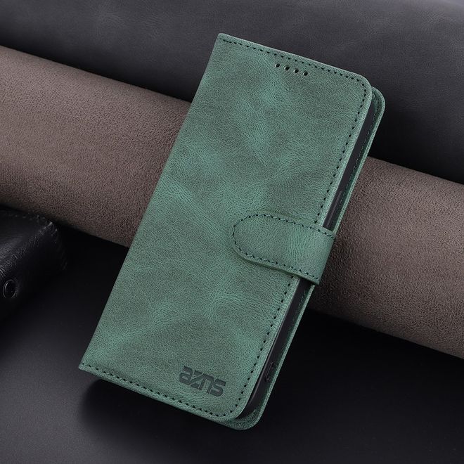 AZNS - iPhone 13 Pro Max Hülle - Retro Leder Bookcover - grün