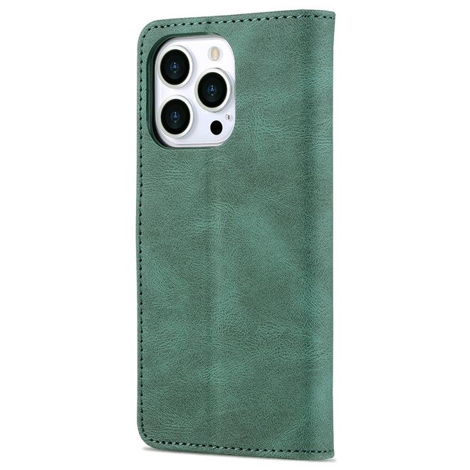 AZNS - iPhone 13 Pro Max Hülle - Retro Leder Bookcover - grün