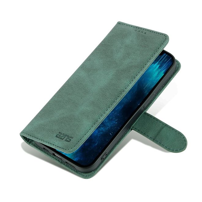 AZNS - iPhone 13 Pro Max Hülle - Retro Leder Bookcover - grün
