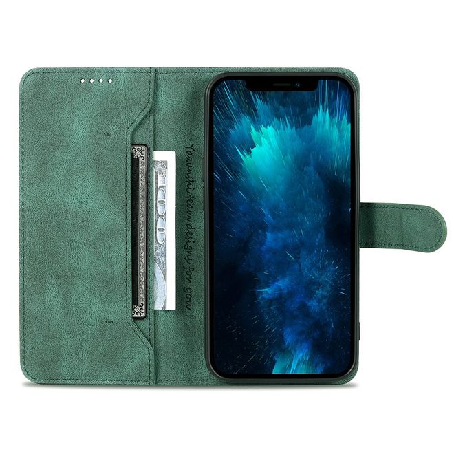 AZNS - iPhone 13 Pro Max Hülle - Retro Leder Bookcover - grün