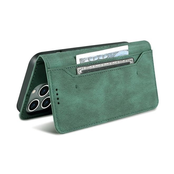AZNS - iPhone 13 Pro Max Hülle - Retro Leder Bookcover - grün