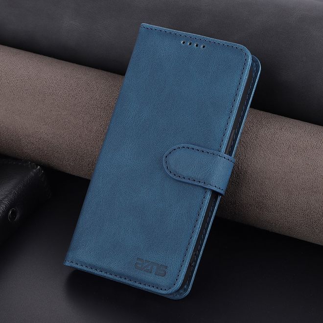 AZNS - iPhone 13 Pro Max Hülle - Retro Leder Bookcover - blau