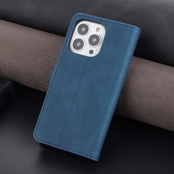 AZNS - iPhone 13 Pro Max Hülle - Retro Leder Bookcover - blau