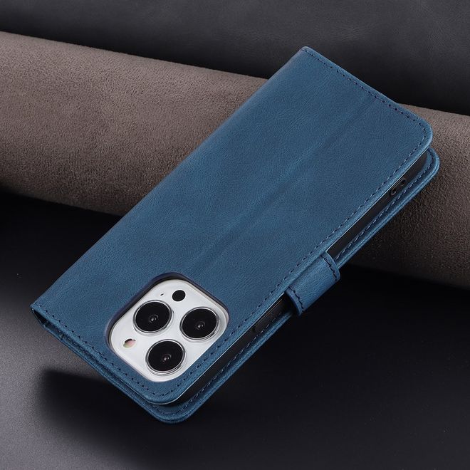 AZNS - iPhone 13 Pro Max Hülle - Retro Leder Bookcover - blau