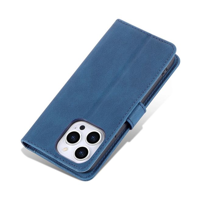 AZNS - iPhone 13 Pro Max Hülle - Retro Leder Bookcover - blau