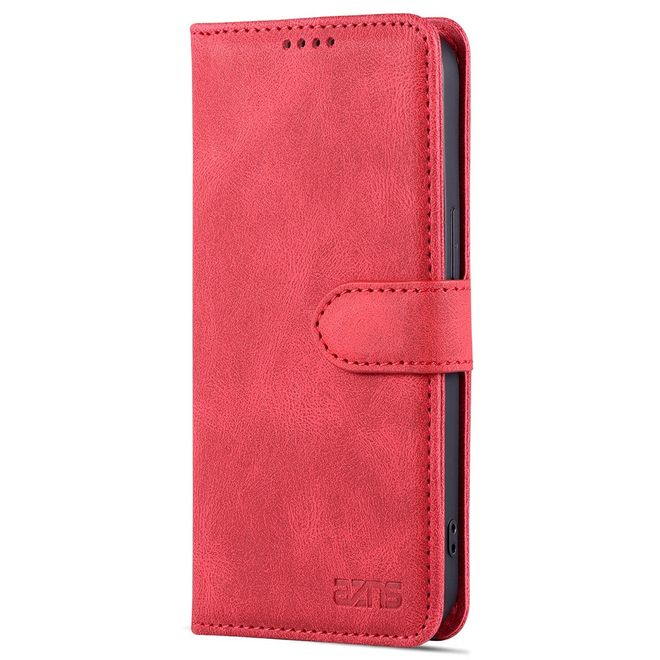 AZNS - iPhone 13 Pro Max Hülle - Retro Leder Bookcover - rot