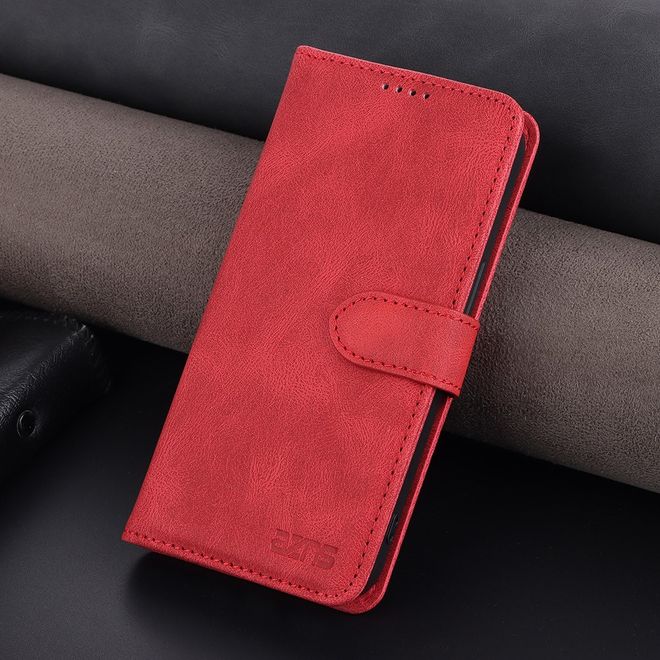 AZNS - iPhone 13 Pro Max Hülle - Retro Leder Bookcover - rot