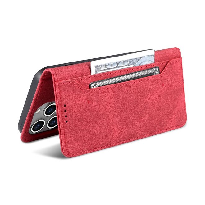 AZNS - iPhone 13 Pro Max Hülle - Retro Leder Bookcover - rot