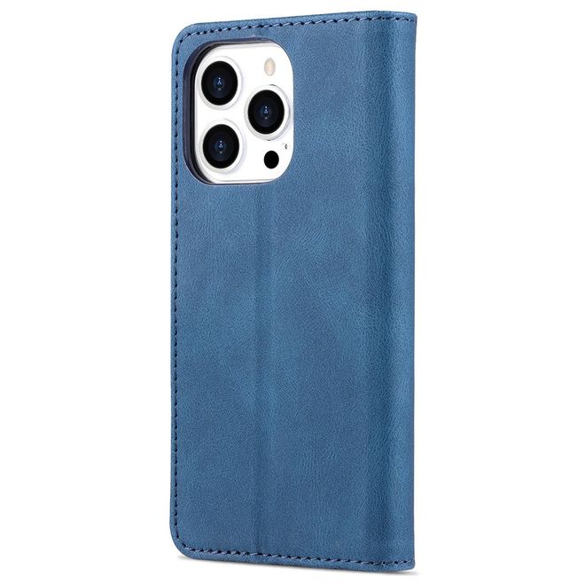 AZNS - iPhone 13 Pro Hülle - Retro Leder Bookcover - blau