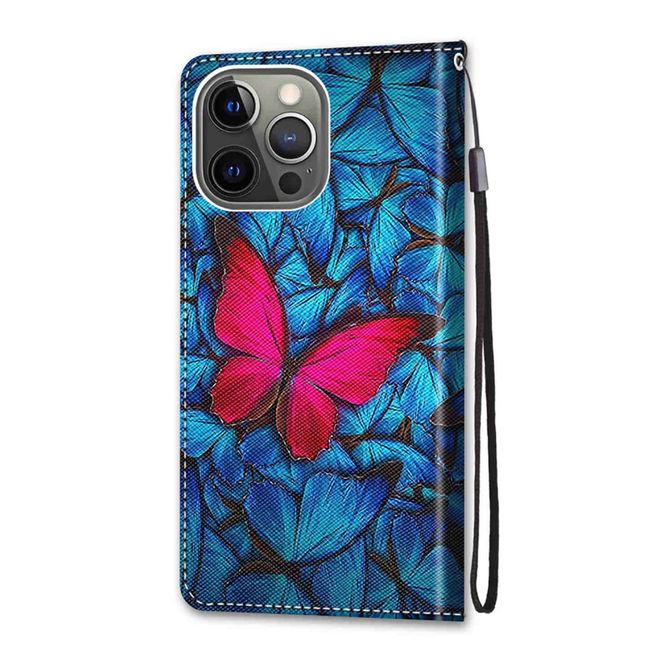 iPhone 13 Pro Max Handy Hülle - Leder Bookcover Image Series - roter Schmetterling