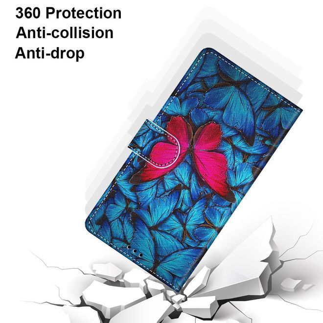 iPhone 13 Pro Max Handy Hülle - Leder Bookcover Image Series - roter Schmetterling