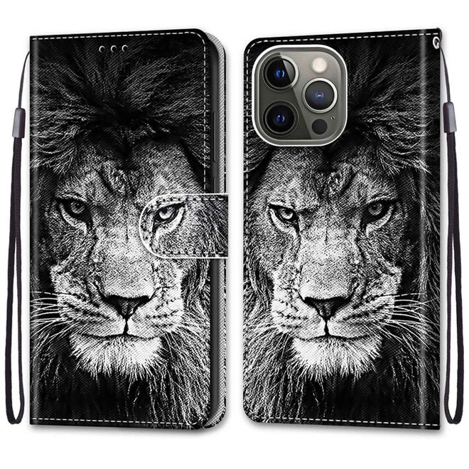 Étui pour iPhone 13 Pro Max - Collection Couverture Livre en Cuir - Lion