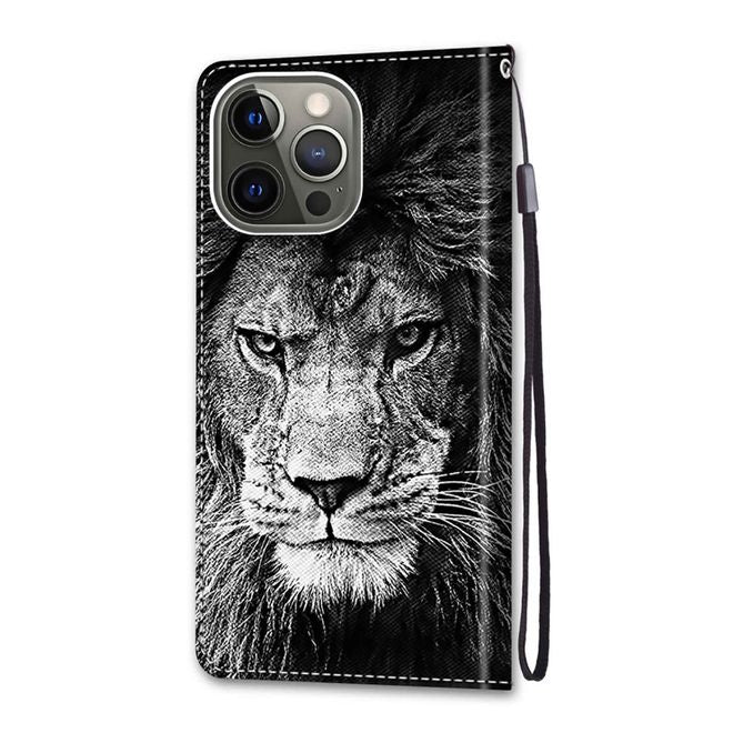 Étui pour iPhone 13 Pro Max - Collection Couverture Livre en Cuir - Lion