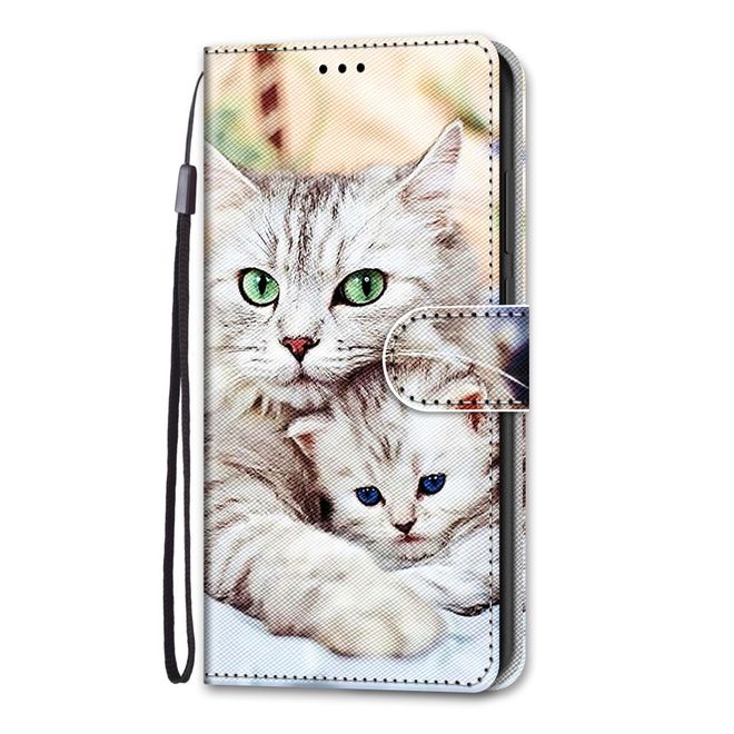 iPhone 13 Pro Max Handy Hülle - Leder Bookcover Image Series - Katze mit Baby