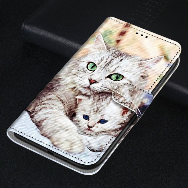 iPhone 13 Pro Max Handy Hülle - Leder Bookcover Image Series - Katze mit Baby
